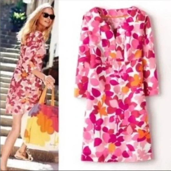 Boden Dresses & Skirts - BODEN Pink 100% Linen Tropical Floral Print Tunic Dress
